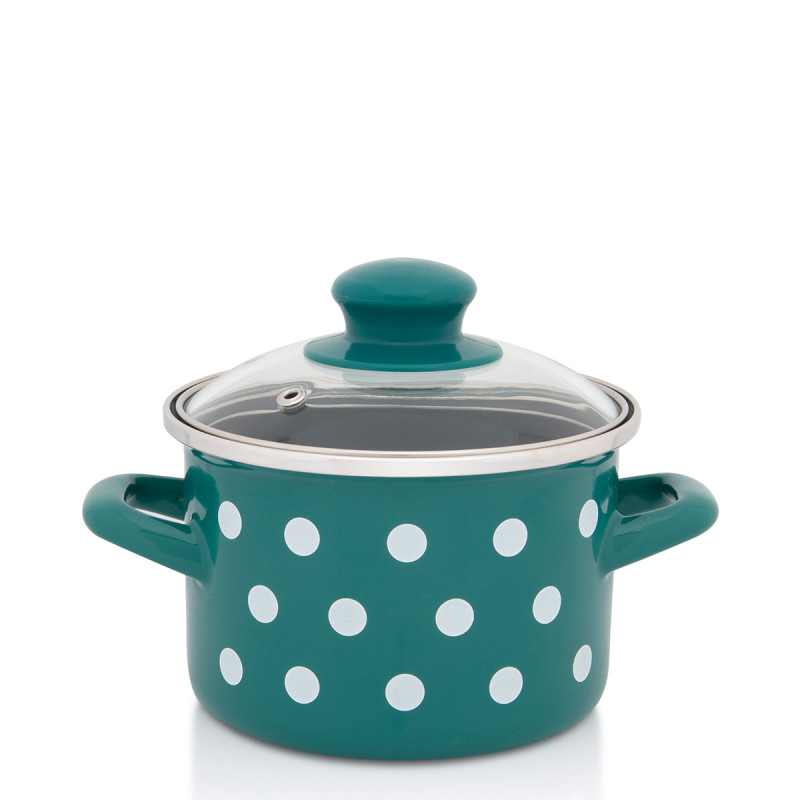 Metalac duboka šerpa ZELENO BIJELE TUFNE 14cm/1,5lit