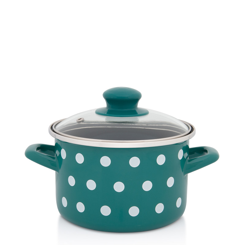 Metalac duboka šerpa ZELENO BIJELE TUFNE 16cm/2lit