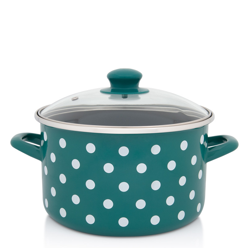 Metalac duboka šerpa ZELENO BIJELE TUFNE 22cm/5lit