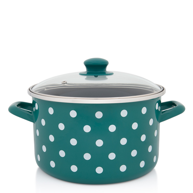 Metalac duboka šerpa ZELENO BIJELE TUFNE 24cm/6,75lit