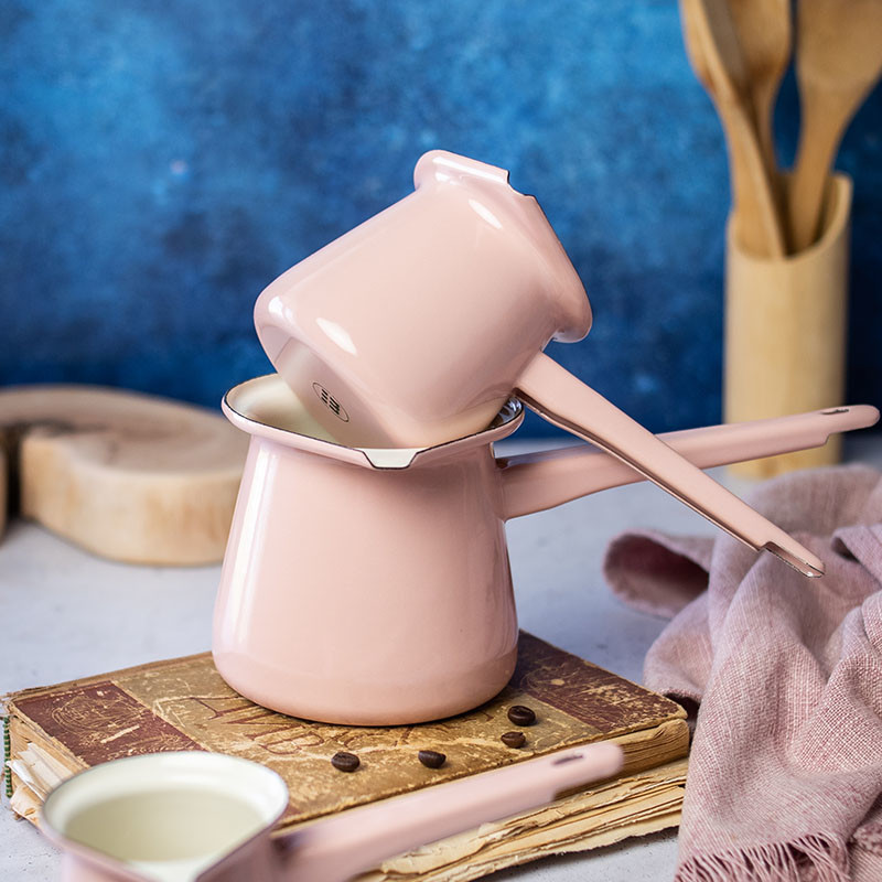 Metalac džezva PASTEL ROZE za 2 kafe