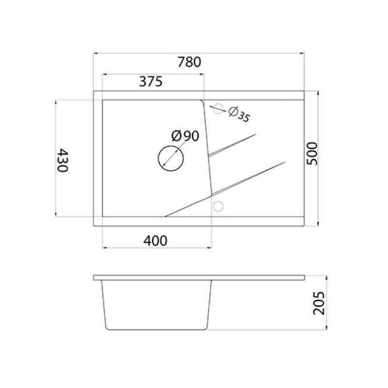 Metalac granitna usadna sudopera xLinea Plus bež 780x500 Ø90