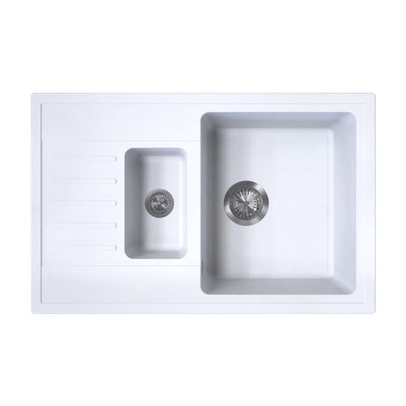 Metalac granitna usadna sudopera xQuadro Plus 1.5D bijela Ø90/60