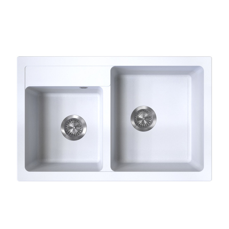 Metalac granitna usadna sudopera xQuadro Plus 2D bijela 780x500 Ø90