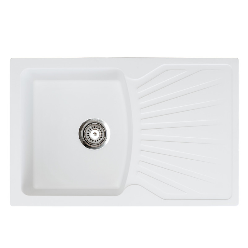 Metalac granitna usadna sudopera xQuadro Plus bela 770x500 Ø90