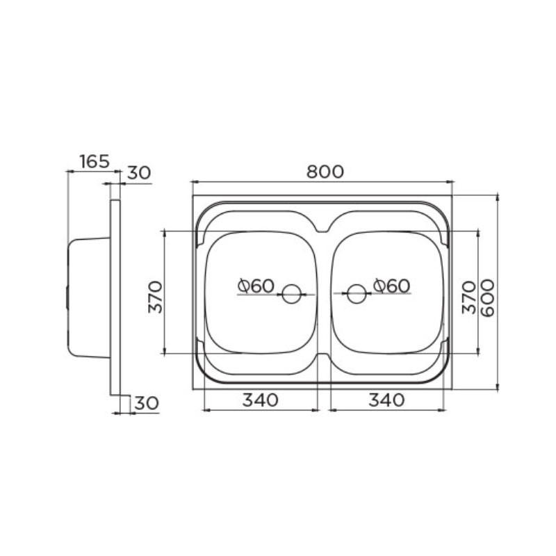 Metalac inox nasadna sudopera Standard 2D Ø60