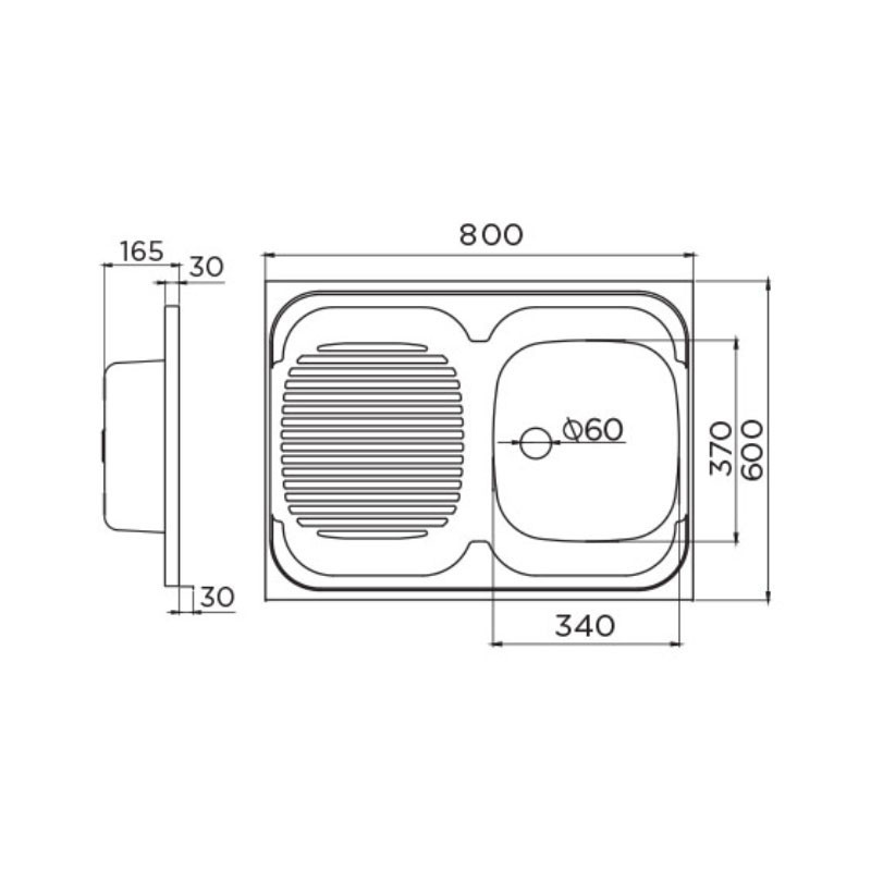 Metalac inox nasadna sudopera Standard D Ø60