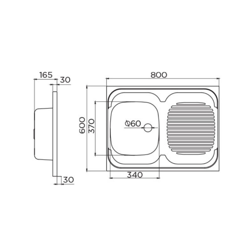 Metalac inox nasadna sudopera Standard L Ø60