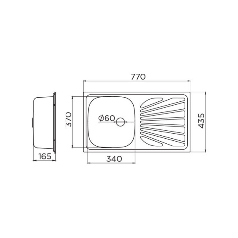 Metalac inox usadna sudopera Luna Flex 1D Ø60