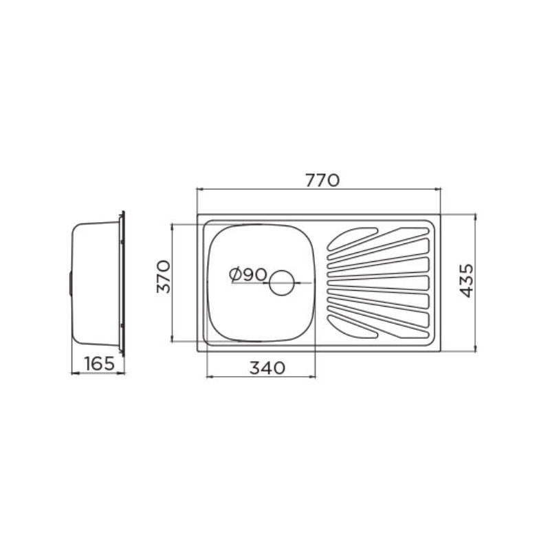 Metalac inox usadna sudopera Luna Flex 1D Ø90