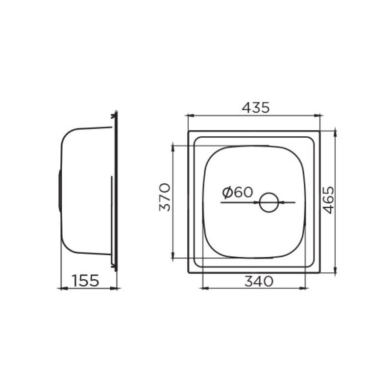 Metalac inox usadna sudopera Quadro ø60