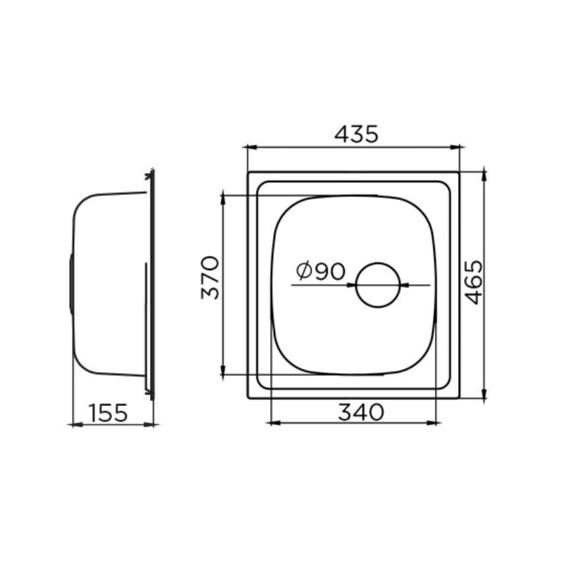 Metalac inox usadna sudopera Quadro ø90