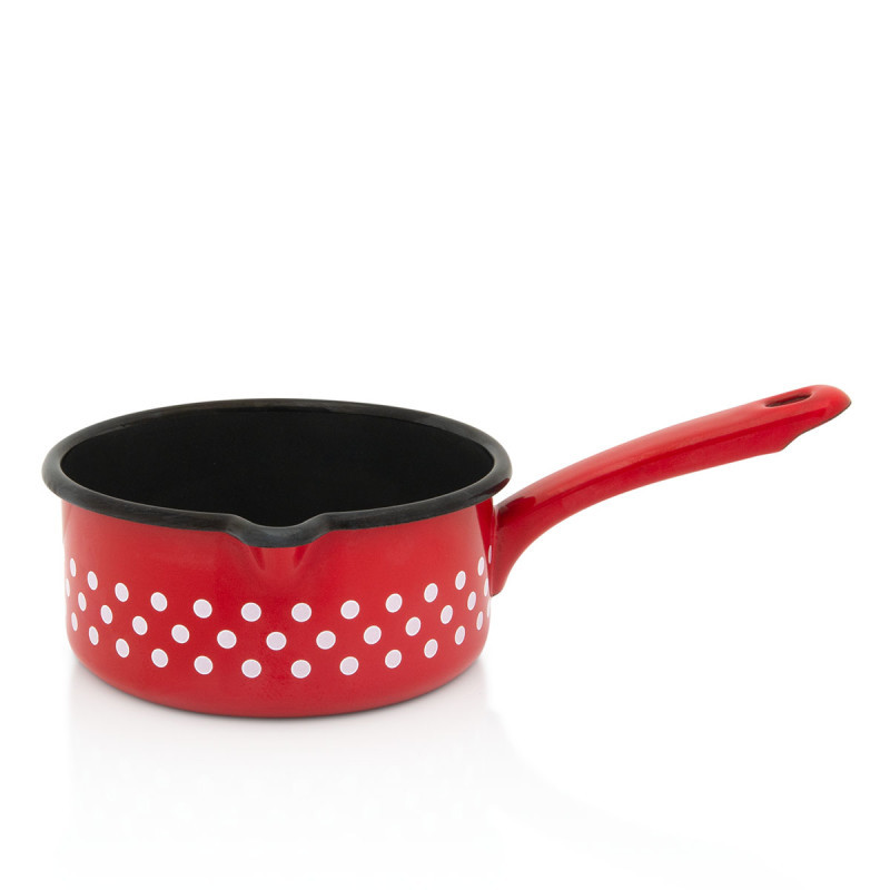 Metalac kaserola CRVENO BIJELE TUFNE 16cm/1,6lit