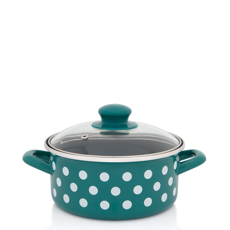 Metalac plitka šerpa ZELENO BIJELE TUFNE 18cm/2,2lit