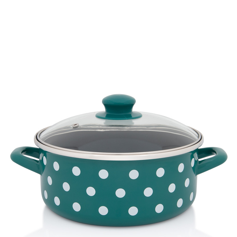 Metalac plitka šerpa ZELENO BIJELE TUFNE 22cm/3,5lit