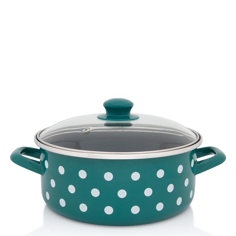 Metalac plitka šerpa ZELENO BIJELE TUFNE 24cm/4,75lit