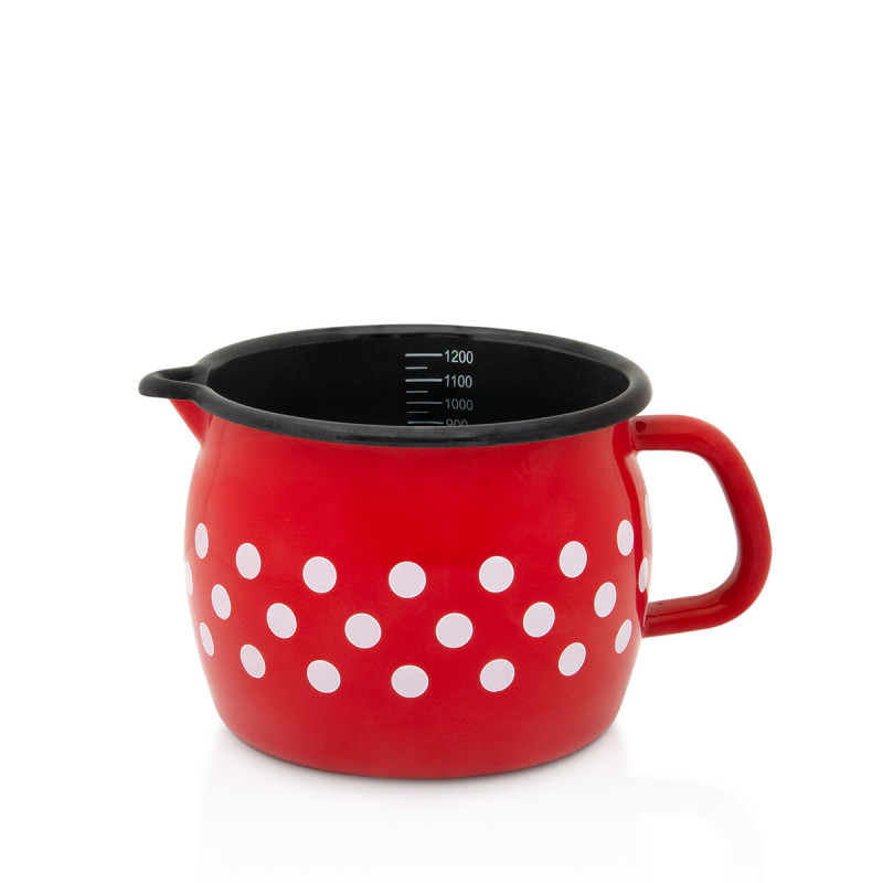 Metalac trbušasto lonče CRVENO BIJELE TUFNE 12cm/1,3lit